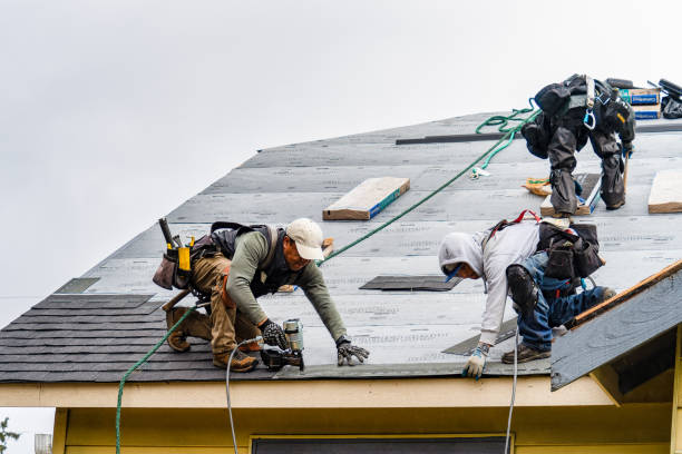 Professional Gutter Installation technician working in Weston, NJ